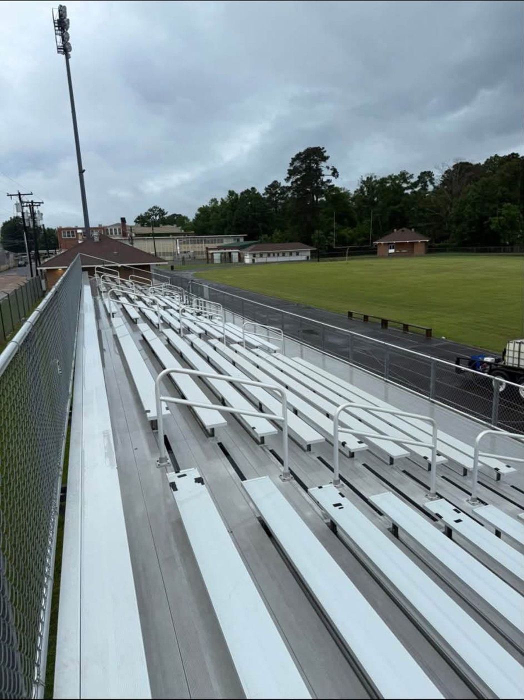 Stadium bleachers after soft washing
